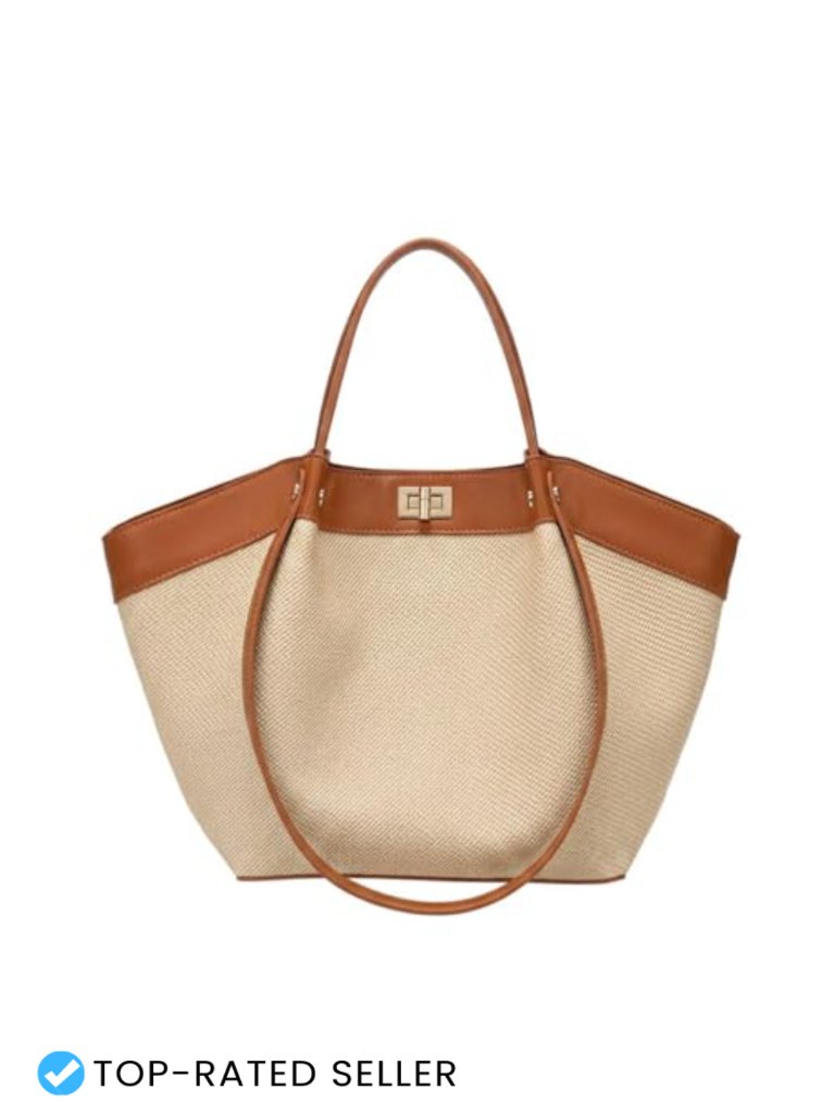 Canvas & Faux Leather Satchel Handbag Winged Top-Handle Tote Work Purse Laptop